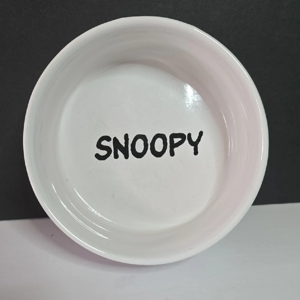 Gibson Peanuts Snoopy White Suppertime Ceramic Pet Food Dish